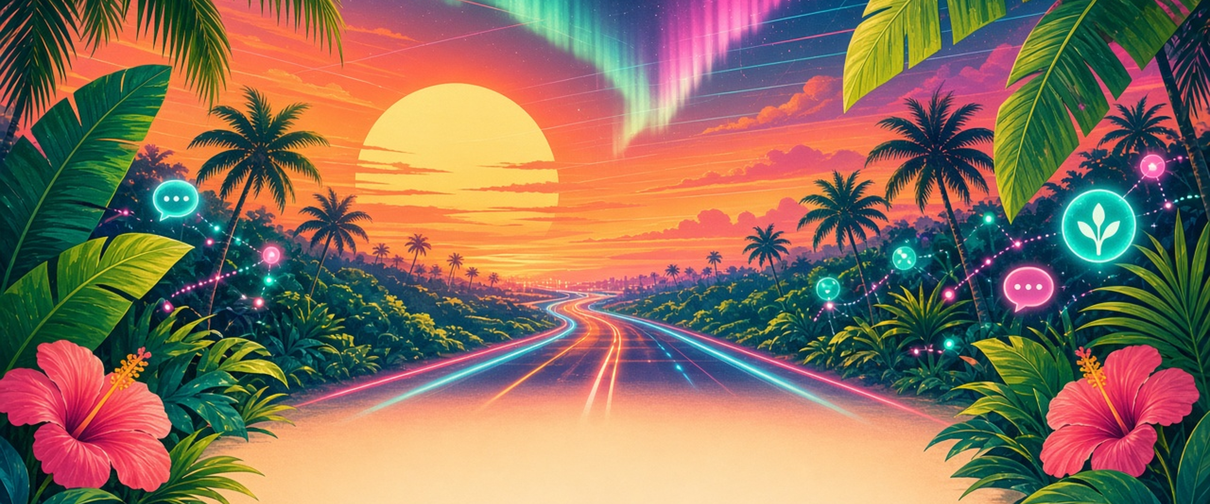 Talkpush Swag tropical retro-future hero